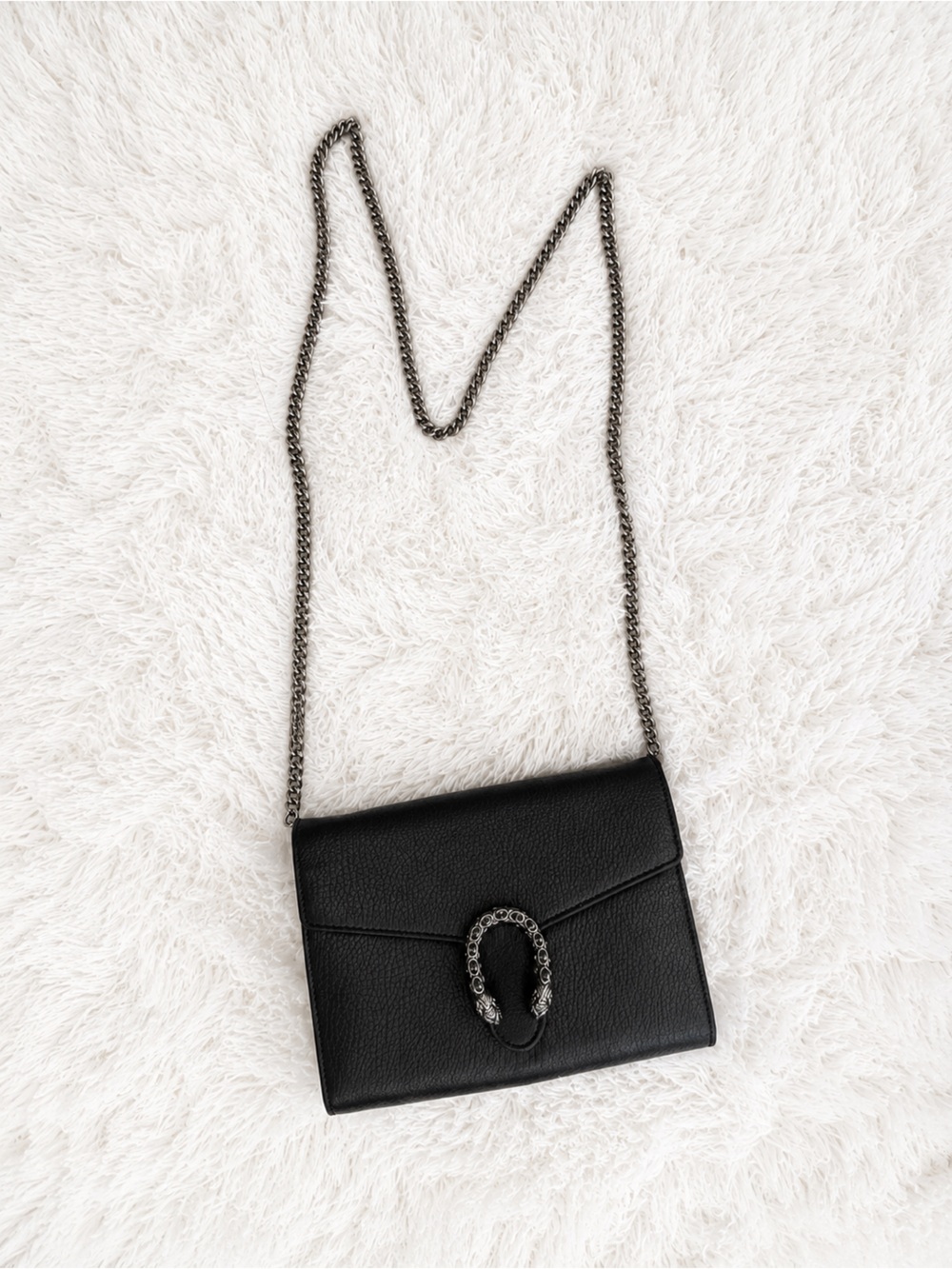 Black Gucci Dionysus Chain Wallet Leather with Embellished Detail
